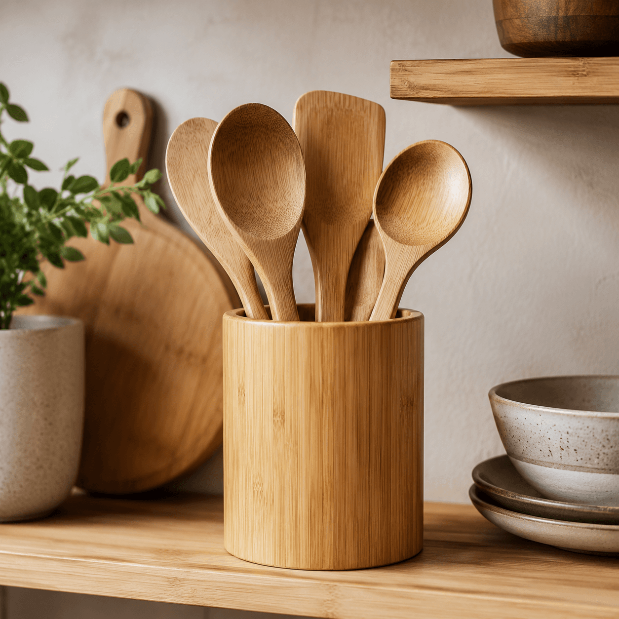 Bamboo Utensil Holder